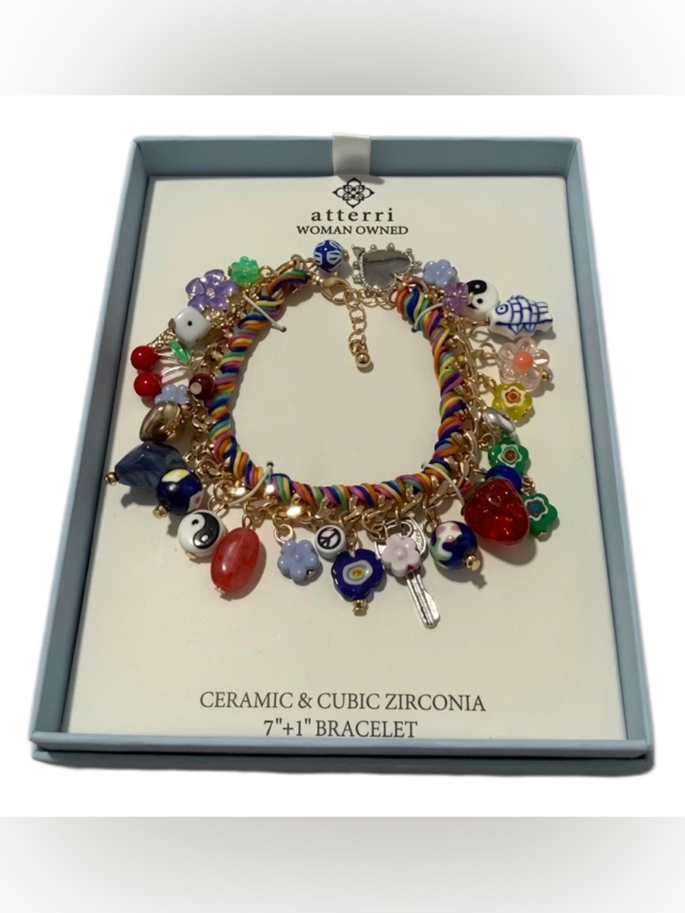 Atterri Trending Ceramic & Cubic Zirconia Charm Bracelet